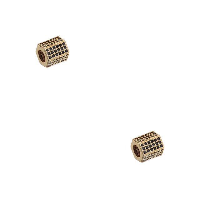 Jumpingount Cuentas de cobre, accesorio hexagonal, accesorios de bricolaje para el hogar, joyería Unisex multicolor para adultos, a juego, negro Hao dorado Hao negro dorado 2piezas Jumpingount CBP277801