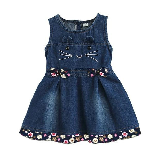 Vestidos de niña pequeña Vestido de mezclilla de manga larga para niñas Ropa Tutu Vestido de fiesta Vestido de fiesta Primavera Otoño Ropa de bebé Vestidos18-24M (Etiqueta 90) Gao Jinjia LED