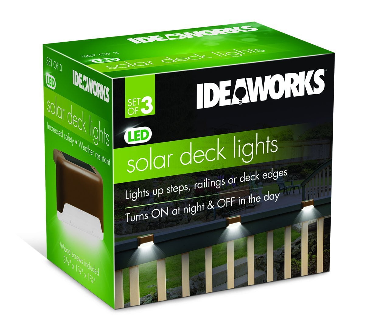Ideaworks Solar Powered Deck Step Lights 3 Pack Wall Mount Patio Ideaworks Solar Powered Deck Step Lights 3 Pack Wall Mount Patio Rail Outdoor Lamp Light Com