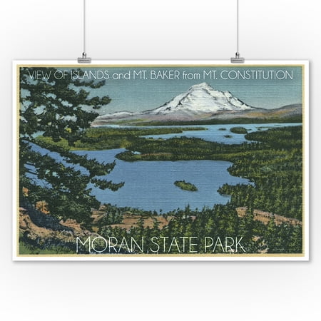 Moran State Park - San Juan Islands, Washington - View of Islands & Mt. Baker from Mt. Constitution (9x12 Art Print, Wall Decor Travel (Best Islands In Washington State)