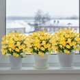 thumbnail image 5 of ZOELNIC 8 Bundles Artificial Daisy Flowers Outdoor Autumn Decoration UV Resistant Fake Flowers Faux Plastic Greenery Shrub Plant Indoor Outside Hanging Home Garden Window Porch Box Decor (Yellow), 5 of 7