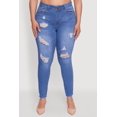thumbnail image 4 of Womens Plus Size WAX High Waisted Distressed Frayed Skinny Jeans, 4 of 5