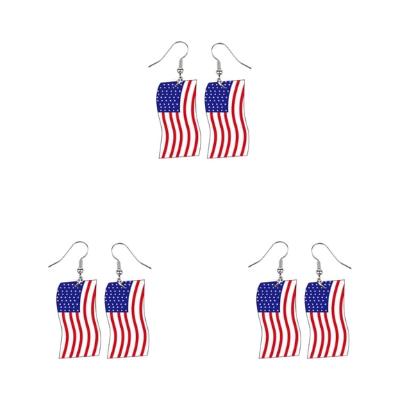 4th of July Patriotic Earrings for Women, Flag Red White Blue Drop Earrings, Independence Day Jewelry for Memorial Day and Summer Celebrations (Blue)