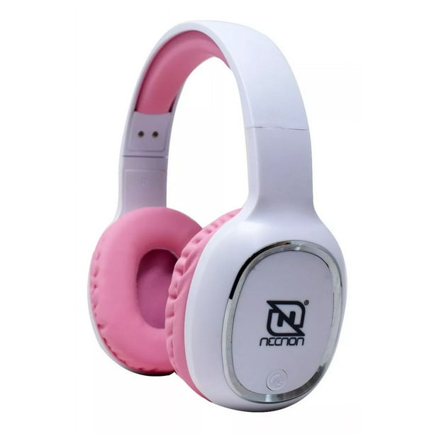 Audifonos Diadema Bluetooth Manos Libres Recargable Necnon Audio Porfesional Color Blanco/Rosa