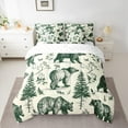 thumbnail image 2 of Manfei Safari Animal Bear 7-Piece Bedding Comforter Set,Rustic Plant Pine King Bedding Sets,Green Beige Bed Sheets For Adults,Ultra Soft Home Decor Reversible, 2 of 8