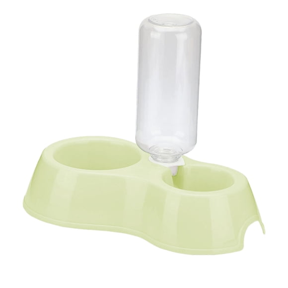 Hearth & Gear 2 In 1 Double Cats Dogs Bowls Automatic Waterer Bottle Drinker Dish Feeder Water And Food Bowl Set For Watering Rabbit Kitty Blue Gray Gree Food Dog Feeder Raised Dog Feeder 3 Bowl Dog