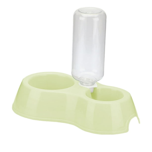 2 en 1 Comedero doble para gatos y perros Bebedero automático Botella bebedero Comedero Juego de cuencos para agua y comida para regar Conejo Gatito Azul Gris Verde