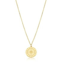 Au Naturale 10K Yellow Gold Windrose Compass Pendant on Adjustable Length Cable Chain Necklace (adjusts to 16 or 17 inch)