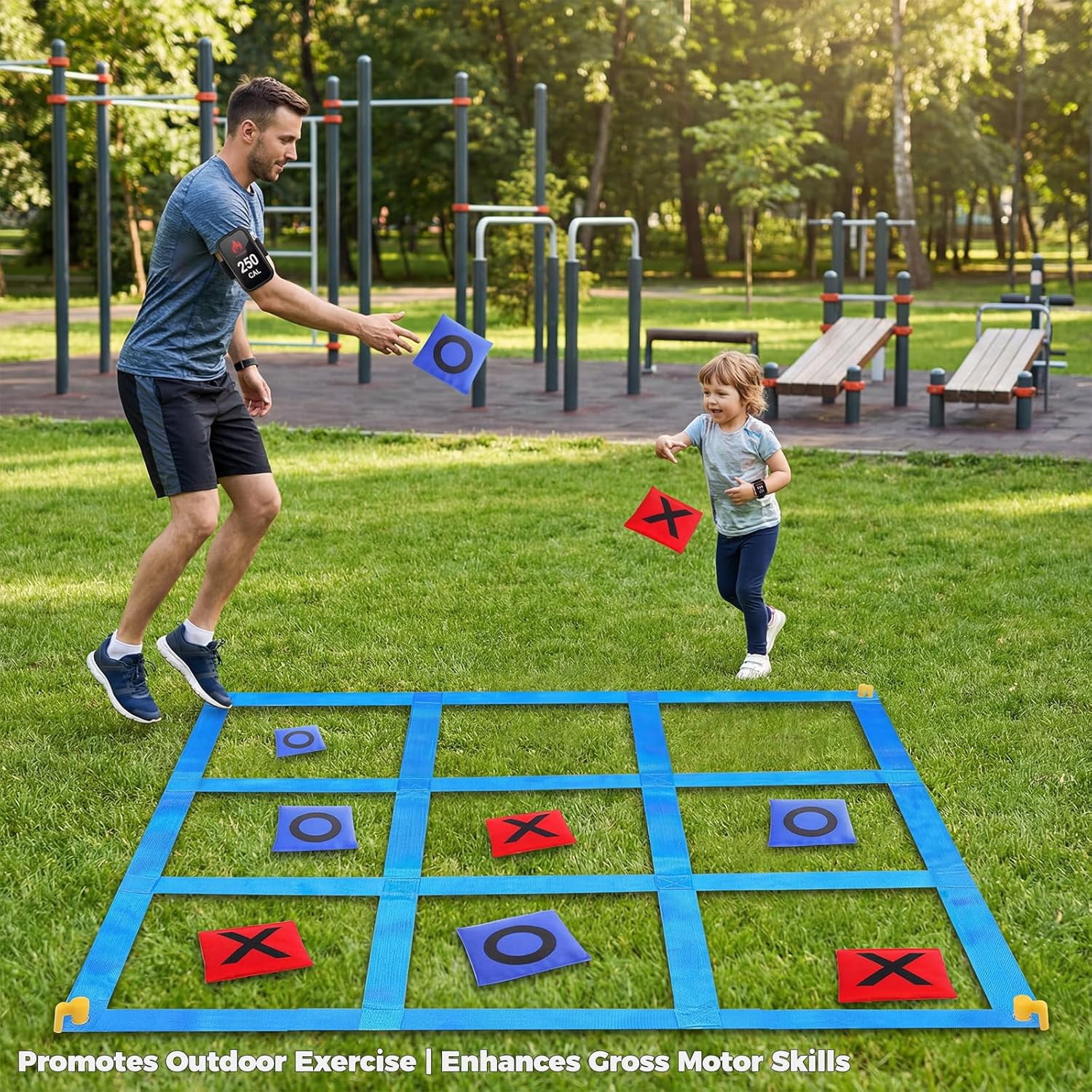 Outdoor Giant Tic Tac Toe Bean Bag Toss Games for Kids Adults Family, Large Outside Lawn Yard Backyard Carnival Field Day Game, Birthday Party Family Reunion Games Playground Fitness Equipment