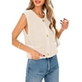 thumbnail image 3 of Shine Up Vest for Women Button Down Cardigan Sweater Sleeveless Crochet Knit Tops with Pockets, 3 of 8