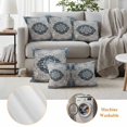 thumbnail image 6 of Vintage Boho Floral Outdoor Waterproof Pillow Covers, Retro Nationcal Flower Blue Decorative Square Throw Pillowcase Sofa Cushion Sham for Patio/Couch/Chair, 20"x20" 2 Pack, 6 of 8