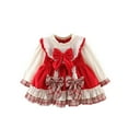 thumbnail image 2 of YWDJ Princess Dresses for Girls Plaid Bow Dress Loli-ta Long-sleeved Dress Red 3Y, 2 of 6