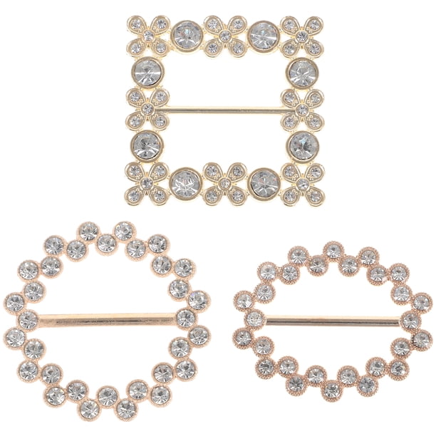 BRIGHTFUFU 3 piezas de hebillas anudadas de alta calidad con diamantes de imitación para ropa, para camisetas, vestidos, novias y damas de honor.