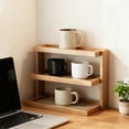 thumbnail image 5 of 3-Tier Bamboo Desktop Storage Rack for Kitchen, Tea Room, Dining Table - Organizer for Mugs, Tea Sets, Coffee Cups - 1 Pack Decorative Display Shelf, 5 of 5