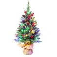 thumbnail image 1 of Riwcyla 24 Inches Christmas Trees Battery Operated Artificial Prelit Tabletop Christmas Tree with Colorful String Light Berries Pine Cone Ornaments for Dining Table Desk Home Holiday Decorations, 1 of 6