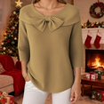 thumbnail image 2 of Women's Knit Bow Sweater Solid Color Pullover Top, 2 of 6
