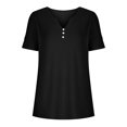 thumbnail image 5 of ibuvkizy Womens Tops Women's Summer Fashion Solid Color V-neck Casual Short Sleeved Top Short Sleeved V-neck Top/Shirt, Plus Size Shirts for Women,Summer Tops Casual T Shirts for Women, 5 of 7