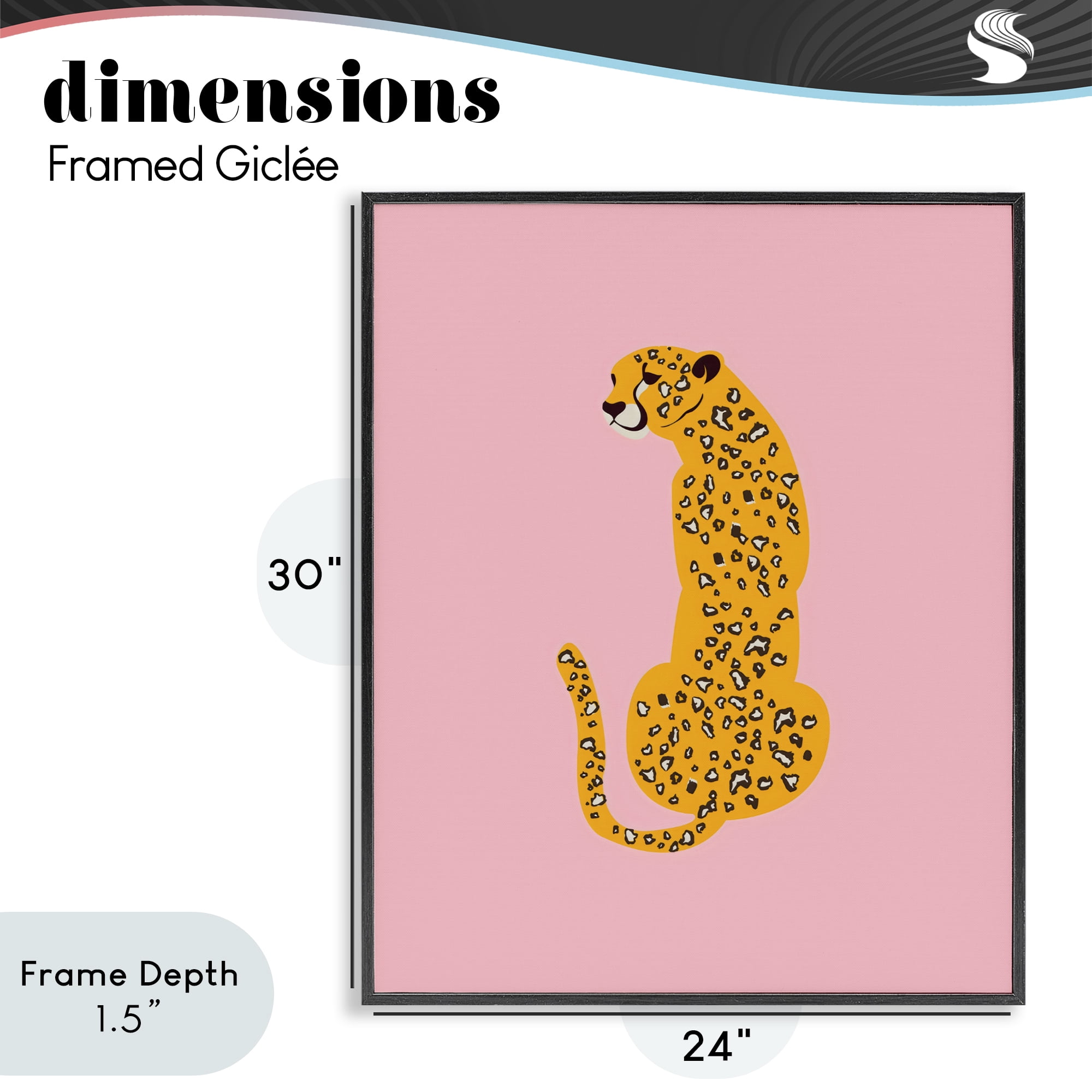 Stupell Industries Yellow Jaguar on Pink Black Framed Giclee Art, design by Creative Studio