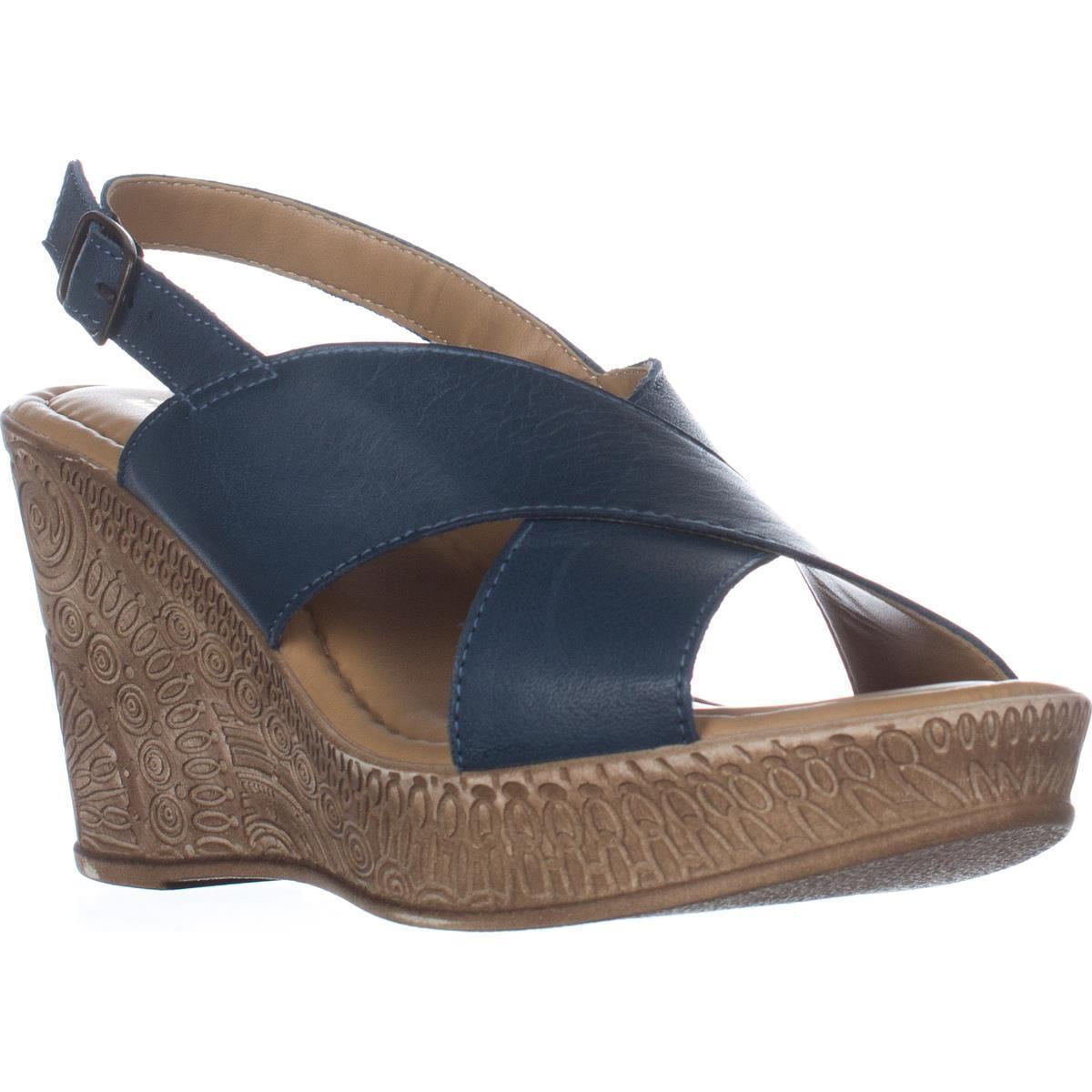 Womens Bella Vita Lea-Italy Slingback Wedge Sandals, Navy - Walmart.com