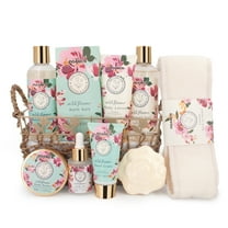 Poamcn Bath and Body Gift Set,Home Spa Gift Basket Set for Women,Japanese Cherry Blossom Scent,9 Piece Set