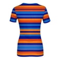 thumbnail image 4 of Dwralegc Womens Short Sleeve Shirts Dressy Basic Striped Graphic Summer Shirts Trendy Fitted Ribbed Outfits Slim Fit Crew Neck Shirt Orange 2XL, 4 of 5