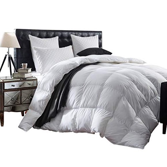 Luxurious 1200 Thread Count Goose Down Comforter Duvet Insert, Twin Size, 1200TC - 100% Egyptian Cotton Cover, Hypoallergenic, 50 oz Fill Weight, White Color