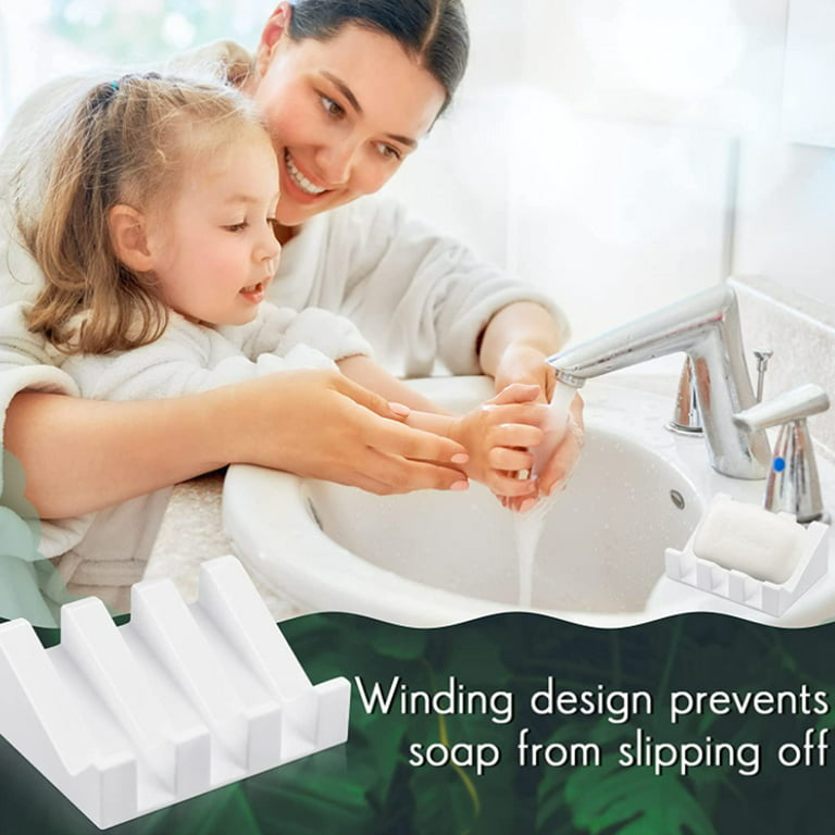 2pcs Bathroom Soap Dish Holder - Shower Holder - Silicone Draining