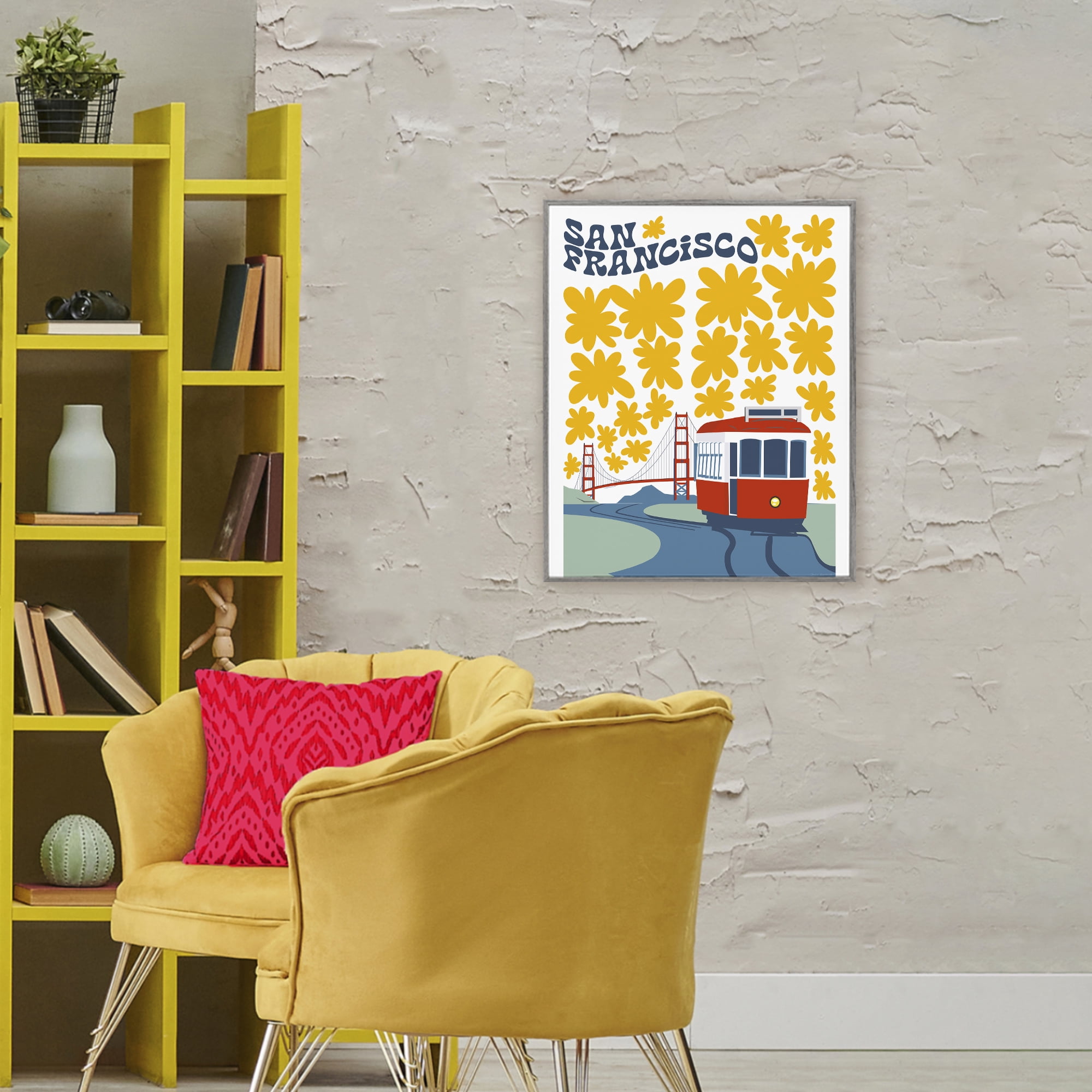 Stupell Industries San Francisco Trolley Gray Framed Giclee Art, design by Omar Escalante