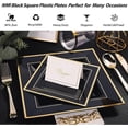 thumbnail image 3 of 60 Pack Black Square Plastic Plates with Gold Rim, Elegant Tableware for Parties and Events-2025, 3 of 5