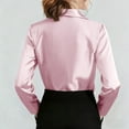 thumbnail image 5 of FAIWAD Women's Satin Shirts Long Sleeve Deep V Neck Blouses Long Sleeve Dressy Casual Work Office Tops, 5 of 9