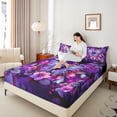 thumbnail image 4 of Manfei Kids Children Flying Floral Butterflies Twin Sheet Sets 3pcs,Dreamy Princess Twin Fitted Sheet Microfiber,Exotic Style Breathable Flat Sheet,Ultra Soft Home Decor, 4 of 7