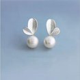 thumbnail image 1 of Aretes de plata de ley 925 con perlas de hojas, 1 par, 1 of 5