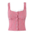 thumbnail image 4 of Lace Trim Sweet Plaid Contrast Button Fitted Vest, 4 of 6
