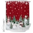 thumbnail image 2 of Shower Curtains for Bathroom, Red Christmas Snowman Waterproof Fabric Shower Curtain, Xmas Snowflake Tree Winter Decorative Bathroom Curtain for Bathtub, 72"x84", No Hooks Included, 2 of 9