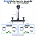 thumbnail image 2 of RV Kitchen Faucet 8 Inch Widespread Metallic Camper Sink Faucet, 360° Flexible Gooseneck Swivel Sprayer Head with 2 Water Flow Modes for Campers Motorhome Mobile Home, Matte Black, 2 of 10