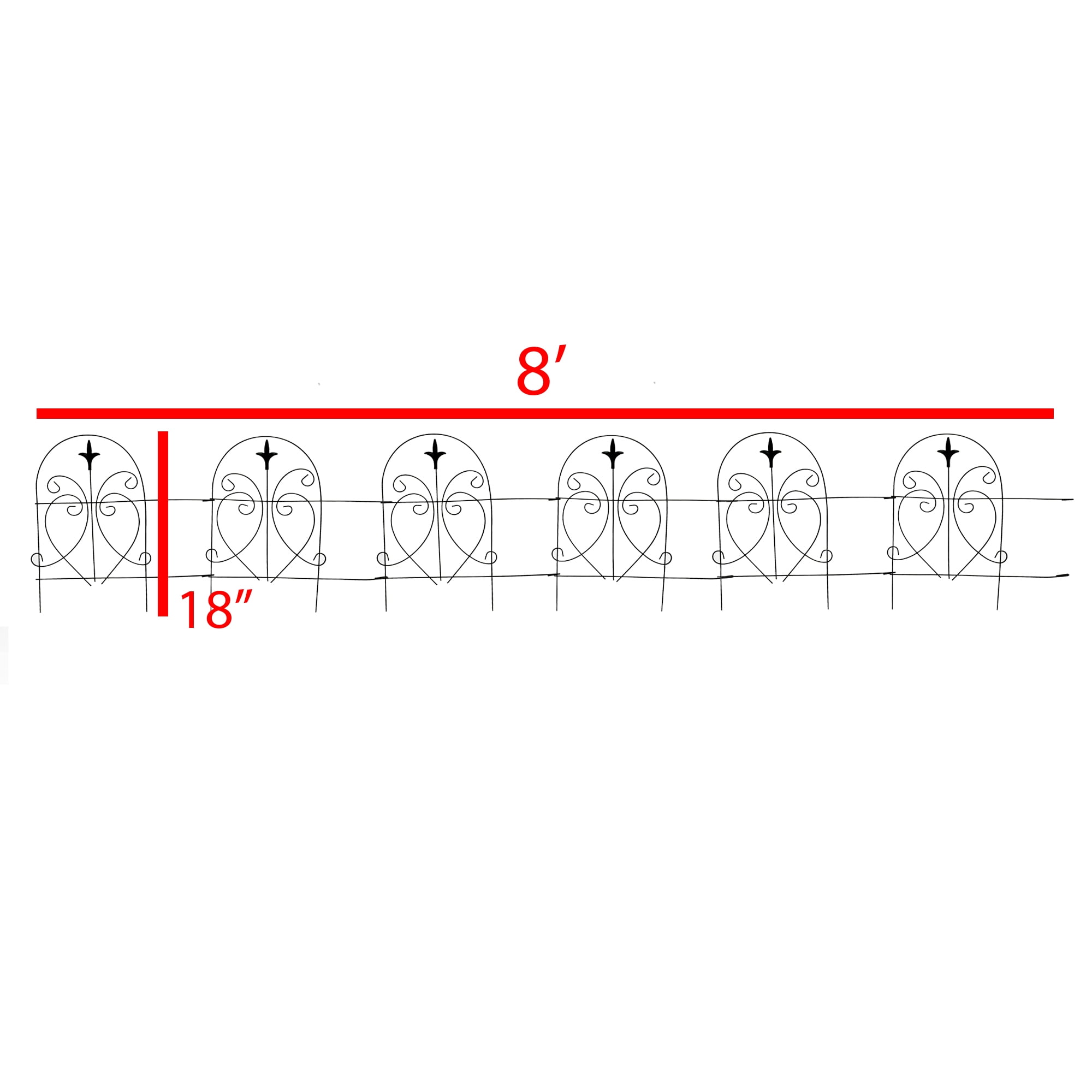 Glamos Wire 18 inch Finial Decorative Border Fence 18 in x 8 feet 2-Pack