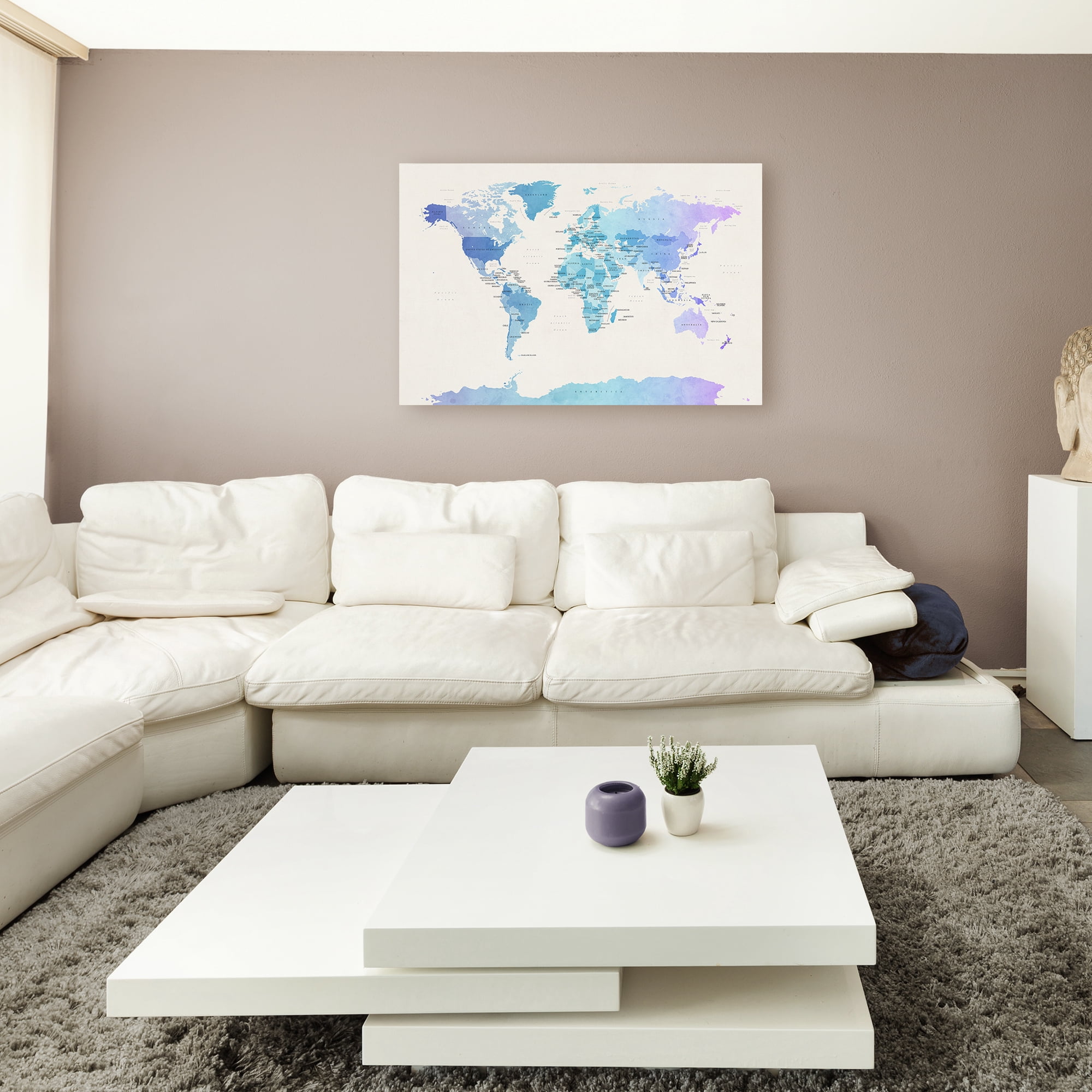 Michael Tompsett 'Watercolour Political Map of the World' Canvas Art