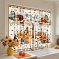 thumbnail image 2 of dinii 3 Pcs Fall Thanksgiving Buffalo Plaid Pumpkin Curtains Valances and Tiers Set for Windows Pumpkins Maple Leaf Kitchen Decor Short Curtain Set for Bedroom Treatment Decor Party Favor Supplies, 2 of 6