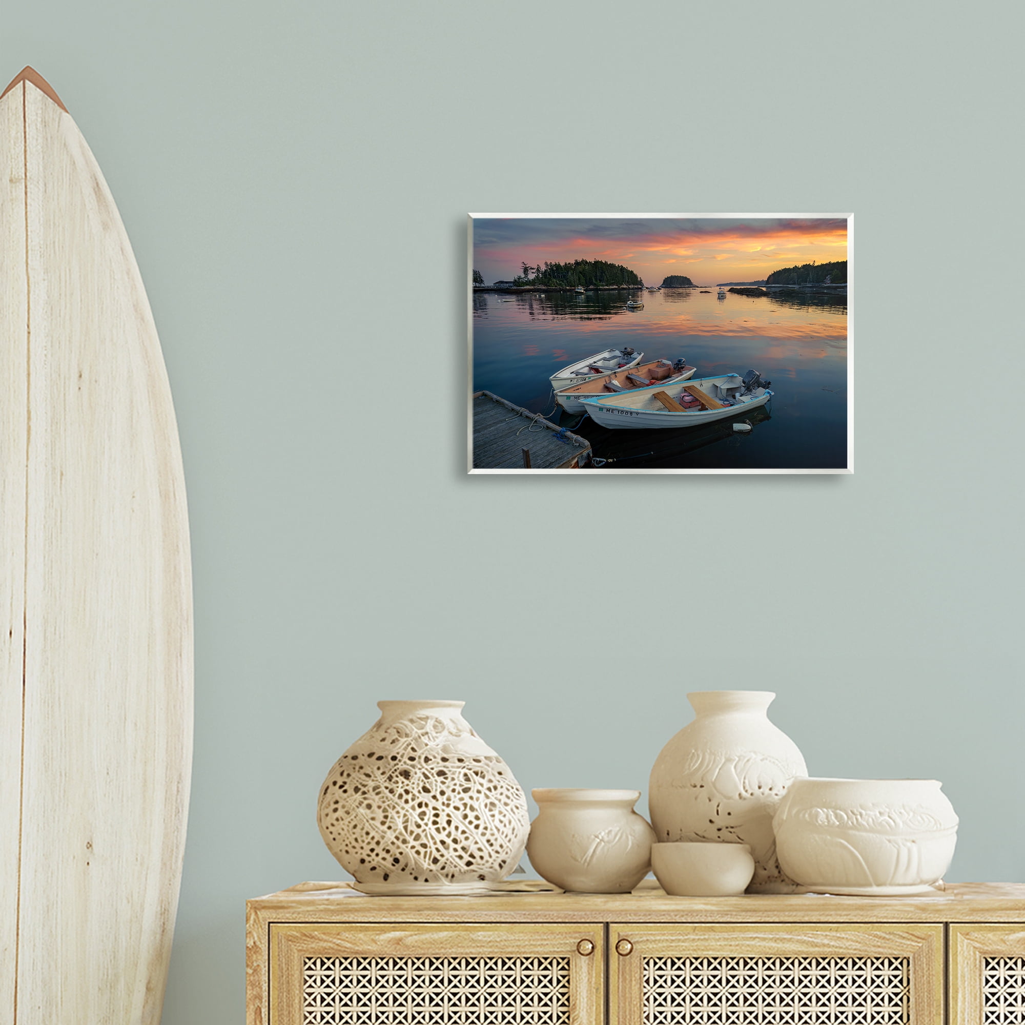 Stupell Industries Three Boats at Sunset Nautical & Beach Photography Unframed Art Print Wall Art, 19 x 13