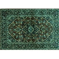 thumbnail image 1 of Ahgly Company Machine Washable Indoor Rectangle Persian Turquoise Blue Traditional Area Rugs, 8' x 12', 1 of 4