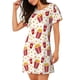 thumbnail image 2 of Fotbe Popcorn Bata de Dormir para Mujer con Estampado, Camisón de Algodón de Manga Corta, Ropa de Dormir Casual, 2 of 6
