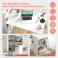 thumbnail image 5 of 48 Inch Computer Desk with Bookshelf, Reversible Study Writing Desk with Storage Shelves & CPU Stand, Compact Office Desks & Workstations, White Desk for Bedroom, Kids Room, Study (White), 5 of 18