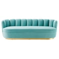 thumbnail image 3 of Tufted Sofa, Blue, Velvet, Modern Contemporary, Mid Century Living Hotel Lounge Cafe Lobby, 3 of 8