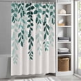 thumbnail image 3 of Eucalyptus Leaves Teal Fabric Shower Curtain Nature Plant Branch Bouquet Washable Shower Curtains for Bathroom, Waterproof Bath Curtain with Hooks Home Decor 72x84in, 3 of 8
