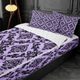 thumbnail image 3 of meiyoeat Royal Damask Zipper Twin Comforter Sets with Fitted Sheet and 2 Pillowcases,For Girls,Elegant Pattern Zipper Bedding Set For Girl,Reversible,4 Pieces, 3 of 7