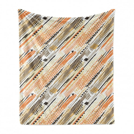 Abstract Soft Flannel Fleece Blanket, Continuous Pattern Colorful Tire Tracks from Various Vehicles Art Print, Cozy Plush for Indoor and Outdoor Use, 50" x 60", White and Multicolor, by Ambesonne