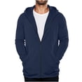 thumbnail image 3 of qafoshin Full-Zip Hoodies for Men Casual Trendy Solid Color Long Sleeve Loose Fit Fall Sweatshirt Jackets with Pockets, 3 of 7