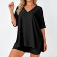thumbnail image 6 of vigerkar 2 Piece Sets for Women Summer 2026 Lounge Short Set Spring Matching Biker Shorts V Neck Oversized Shirt Clothing (Black, XS), 6 of 9