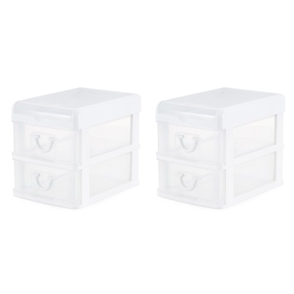 Gracious Living 2 Drawer Desktop Organizer w/ Flip Top Lid (2 Pack)