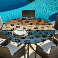 thumbnail image 6 of Navy Blue Brown Round Tablecloth, Fitted Table Cover with Elastic for 45"-54" Round Tables, Rustic Farmhouse Dog Paw Vintage Table Cloth Outdoor Indoor Dinning Party Waterproof Tablecloths, 6 of 7